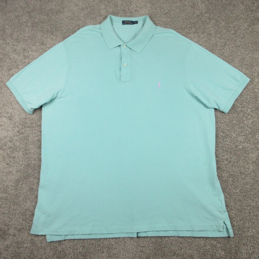Polo Ralph Lauren Shirt Mens 3XLT Mint Green Purple Pony Pique Golf Tennis